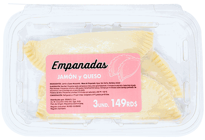BRAVO EMPANADA JAMON Y QUESO 3/1