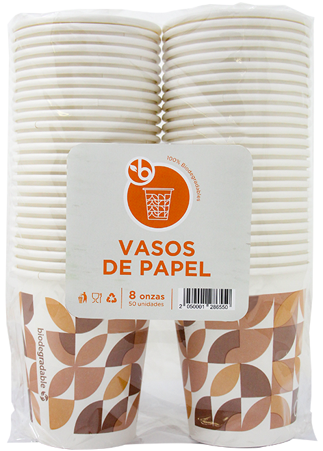 BRAVO VASOS DE PAPEL 8 OZ 50/1