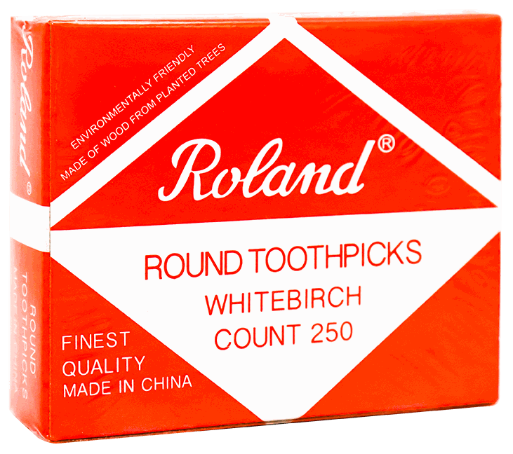 ROLAND ROUND WOOD TOOTHPICKS 250 UN