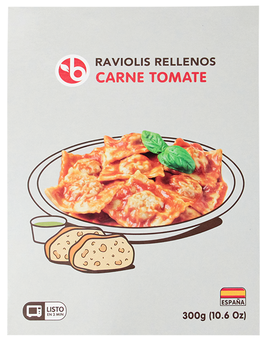 BRAVO RAVIOLIS RELL. CARNE TOMATE 300 GR