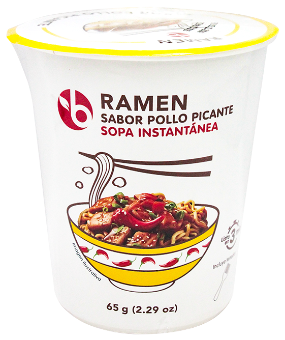 BRAVO SOPA RAMEN POLLO PICANTE VASO 65G