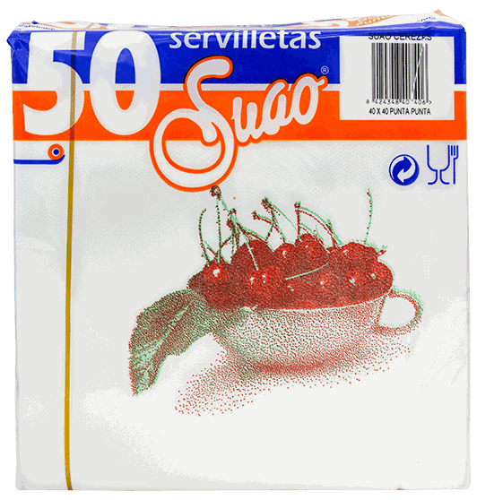 SUAO SERVILLETA CEREZAS 40X40 50/1