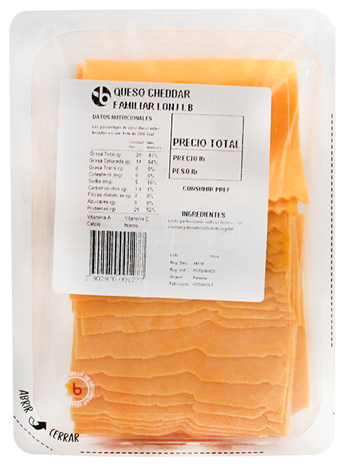 QUESO CHEDDAR FAMILIAR LONJ LB