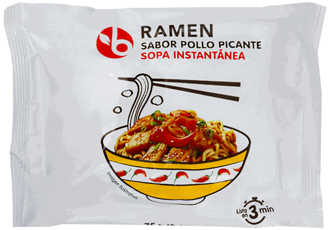 BRAVO SOPA RAMEN POLLO PICANTE SOBRE 75G