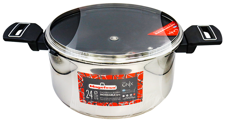 Mgf Cacerola Con Tapa Acero Inoxidable Onix24 CM