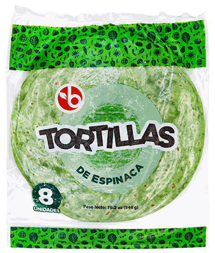 BRAVO TORTILLA WRAP ESPINACA MED 8/1