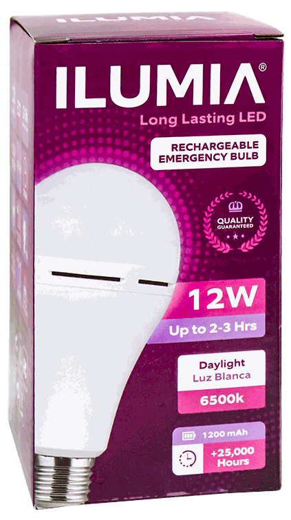 ILUMIA BOMBILLO LED RECARGABLE 12W 6500K