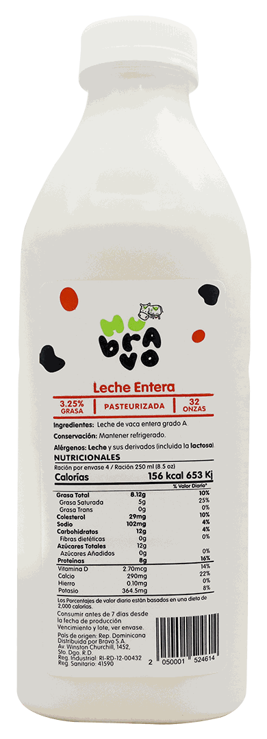 MUBRAVO LECHE ENTERA 32 Oz 3.25% GRASA
