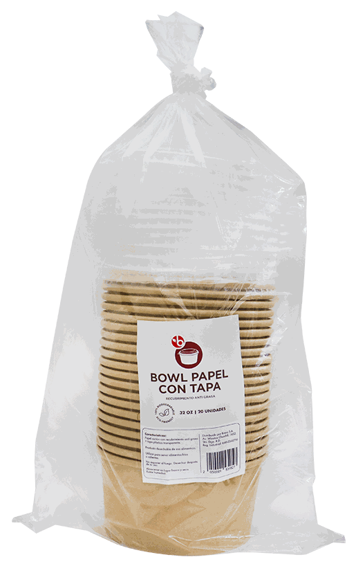 BRAVO BOWL PAPEL CON TAPA 32 OZ 20/1