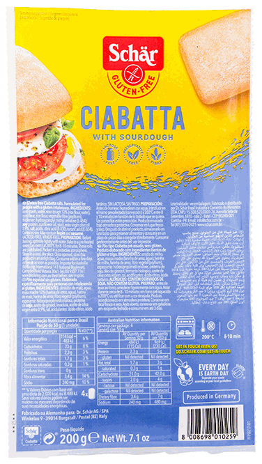 SCHAR GF WITH SOURDOUGH CIABATTA 200 GR