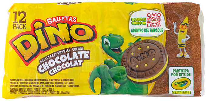 DINO GALLETA SANDWICH CHOCOLATE 12 PAQ