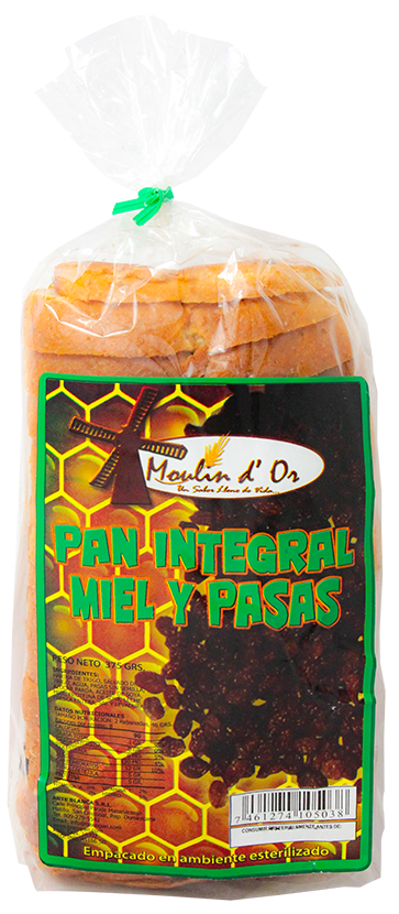 PAN INTEGRAL MIEL Y PASAS 375 GR