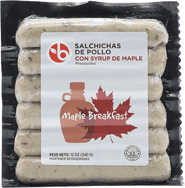BRAVO SALCHICHAS DE POLLO CON SYRUP DE MAPLE 12 OZ