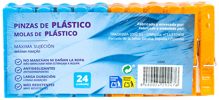 MICAL HORQUILLA PINZAS P/ROPA PLAST 24/1