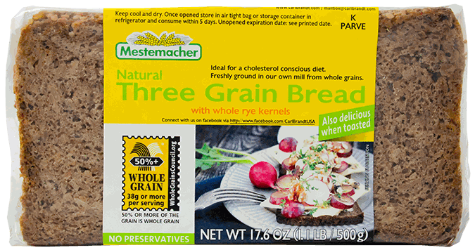 MESTEMACHER BREAD THREE GRAIN MX 17.6 OZ
