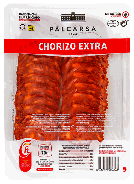 PALCARSA CHORIZO EXTRA LONCHAS 70 GR