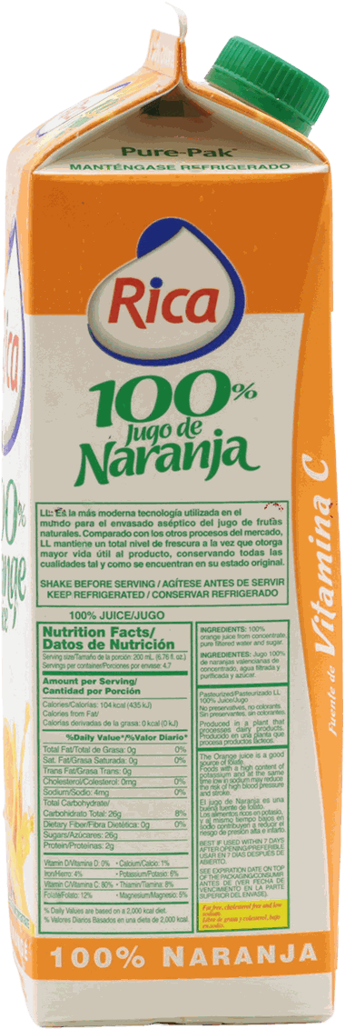 Jugo De Naranja Con Azucar 100% Rica 32 OZ - Precio en RD | SupermercadosRD