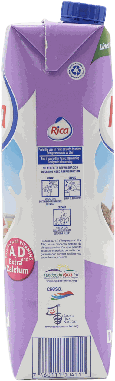 Leche Descremada 0% Grasa Rica 1 LT - Precio en RD | SupermercadosRD