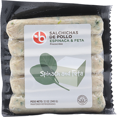 BRAVO SALCHICHAS DE POLLO ESPINACA Y FETA 12 OZ