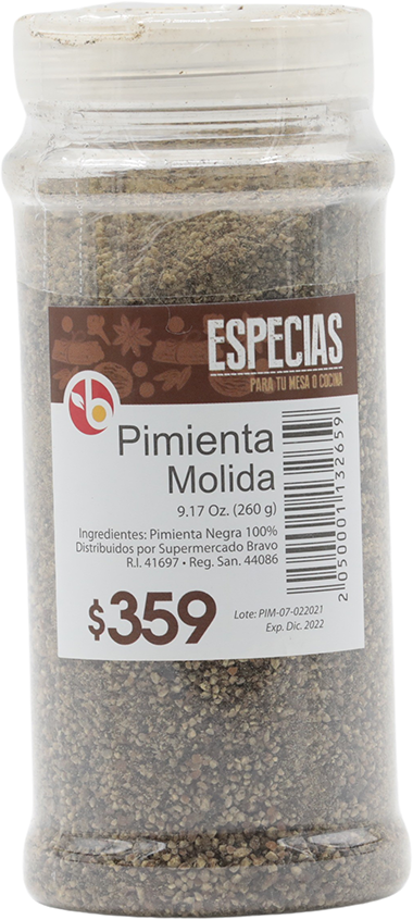 Bravo Pimienta Molida Frasco260 GR