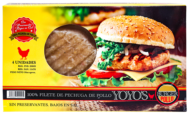 Hamburguesas De Filete Pechuga Pollo Yoyo's Burguer4 UND
