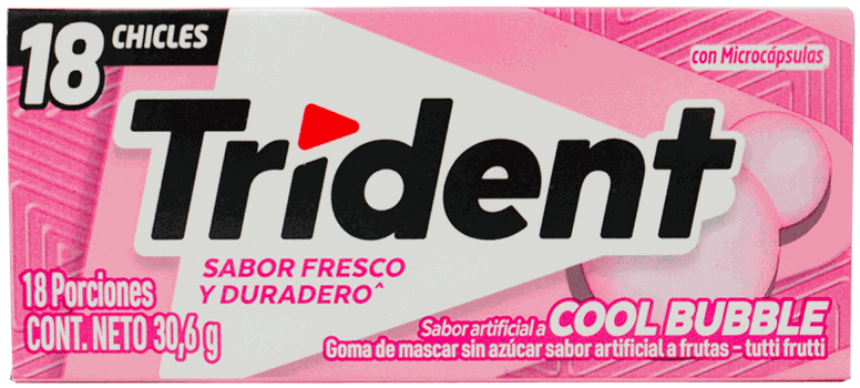 TRIDENT 18S GOMA DE MASCAR COOL BUBBLE