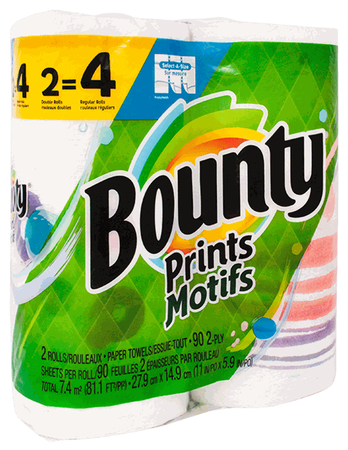 BOUNTY PRINTS PAPEL TOALLA 2/1 R 90CT