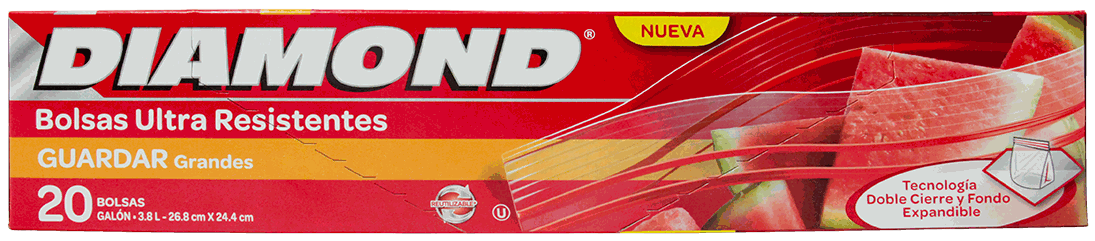 DIAMOND ZIPPER STORAGE BAGS 20GLS