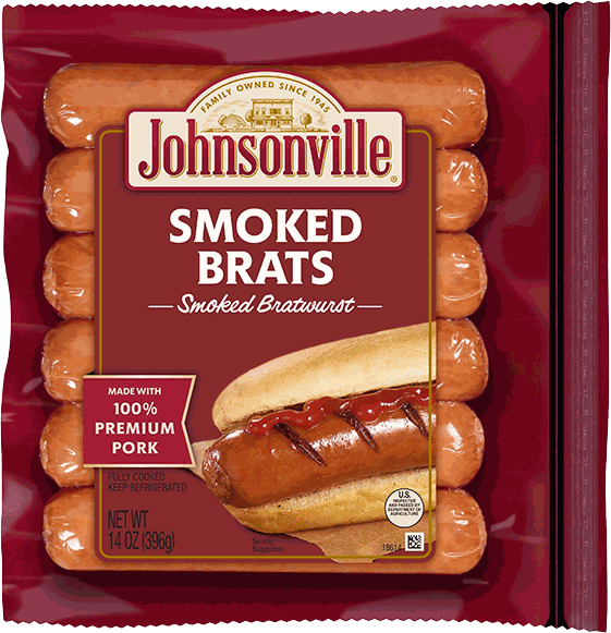 JOHNSONVILLE HOTDOG BRATS SMOKED 14 OZ