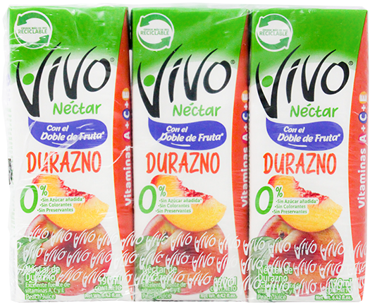 Vivo Jugo Nectar C/ Stevia Durazn570 ML