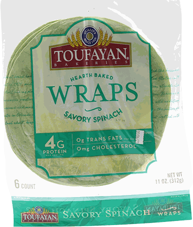 TOUFAYAN WRAP SPINACH 5 UN 10 OZ