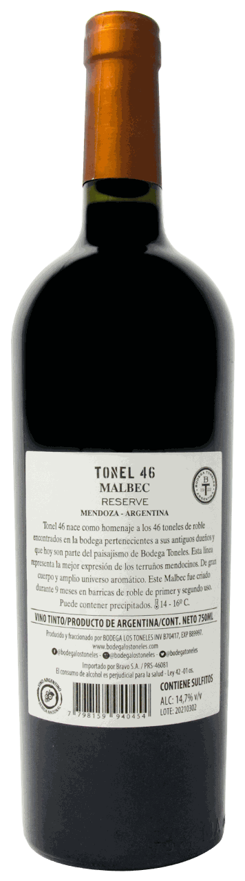 Tonel 46 Vino Malbec 750 ML - Precio en RD | SupermercadosRD
