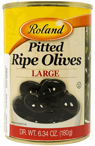 ROLAND LARGE PITTED RIPE OLIVES 15 OZ