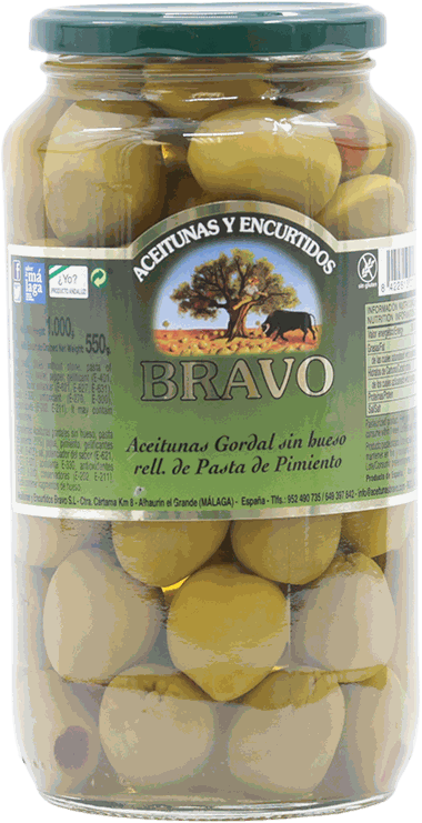 BRAVO ACEITUNAS GORDAL R/PIM.1000 GR