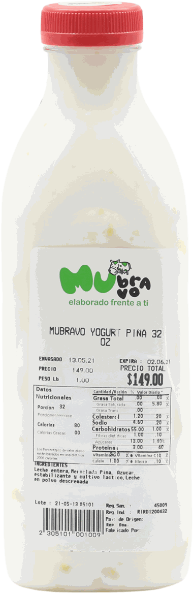 MUBRAVO YOGURT PIÑA 32 OZ