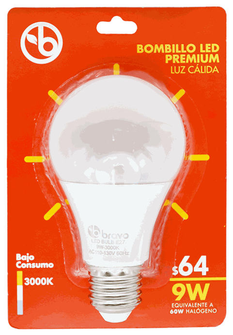 BRAVO BOMBILLO LED 9W 3000K