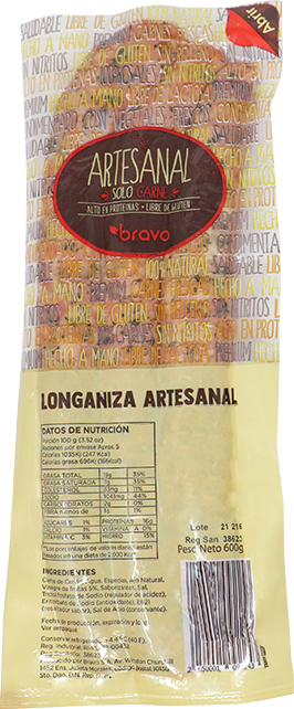 Bravo Longaniza Artesanal600 GR