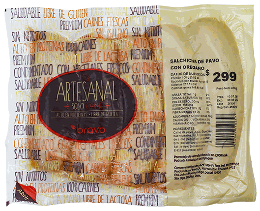 BRAVO SALCHICHA ARTESANAL PAVO OREG