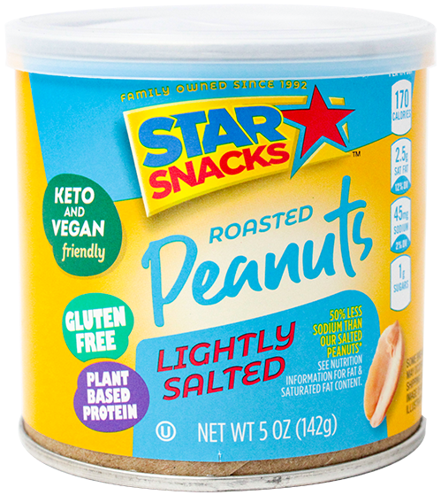 STAR SNACKS PEANUTS RST LOW SALT 5 OZ