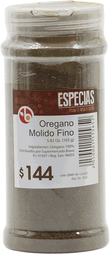 BRAVO OREGANO MOLIDO FINO 165 GR