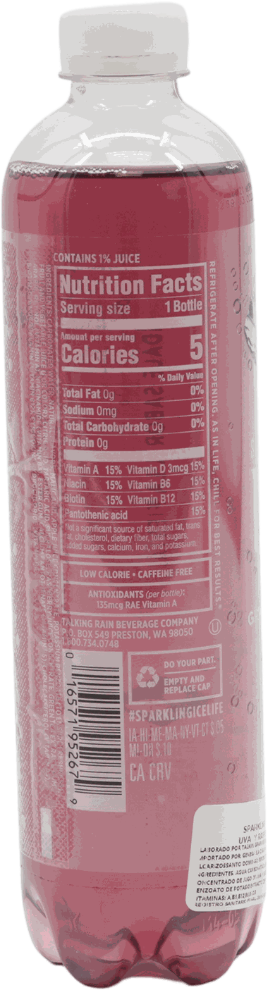 Grape Raspberry Water Agua Sabor Grape Raspberry Ice Sparkling 17 OZ - Precio en RD ...