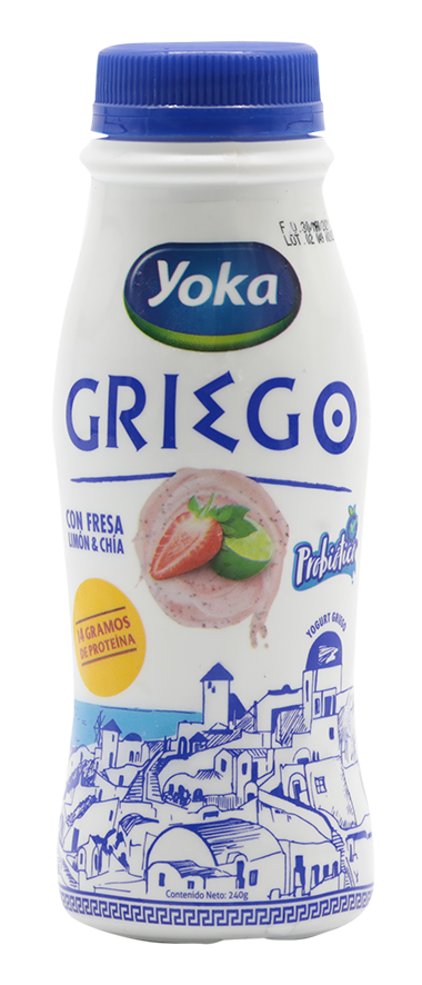 Yogurt Griego Bebible Sabor Fresa Limon 0% Grasa Yoka220 ML