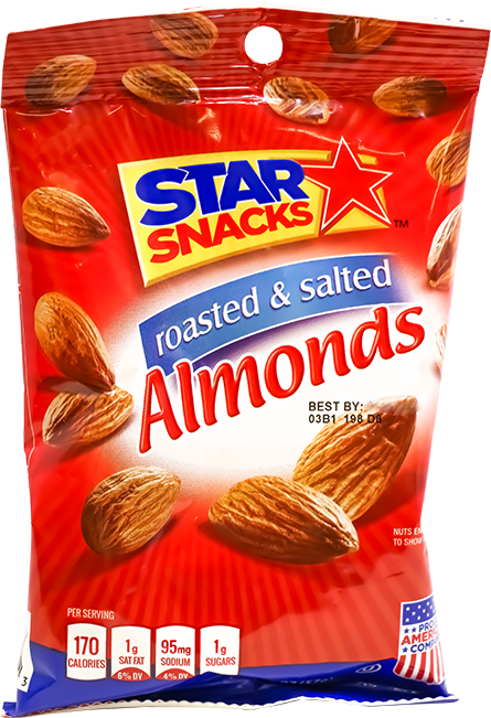 STAR SNACKS RSTD SALTED ALMONDS 2 OZ