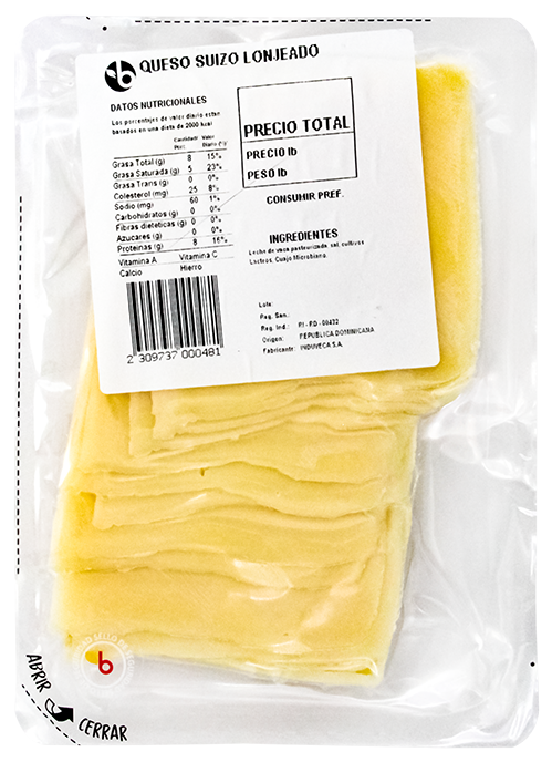 QUESO SUIZO LONJEADO LB