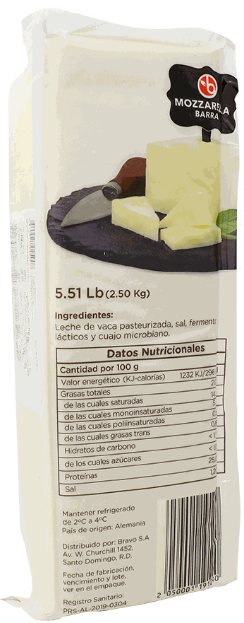 BRAVO QUESO MOZZARELLA BARRA UN