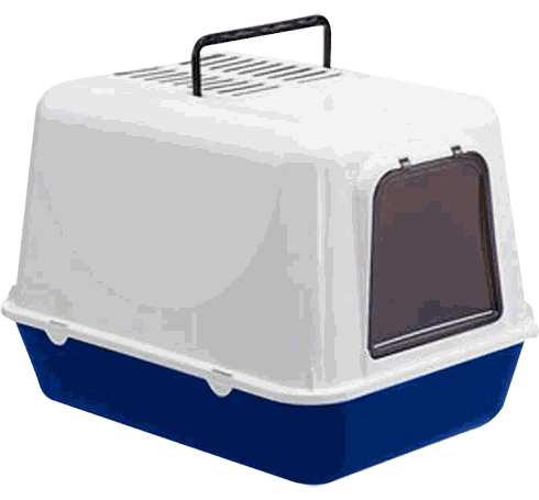 SANITARIO PARA GATO AZUL 21X16X15
