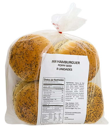 BRAVO PAN HAMBURGER POPPY SEED 8 UN