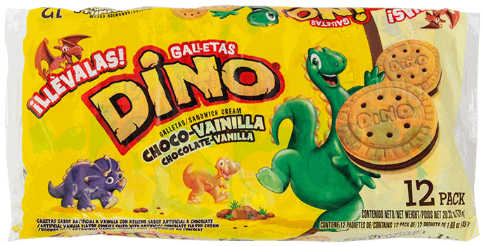 DINO GALLETA SANDWICH CHOC/VANILL 12 PAQ