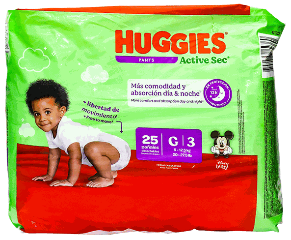 HUGGIES ACTIVE SEC PANTS G PASO 3 25/1